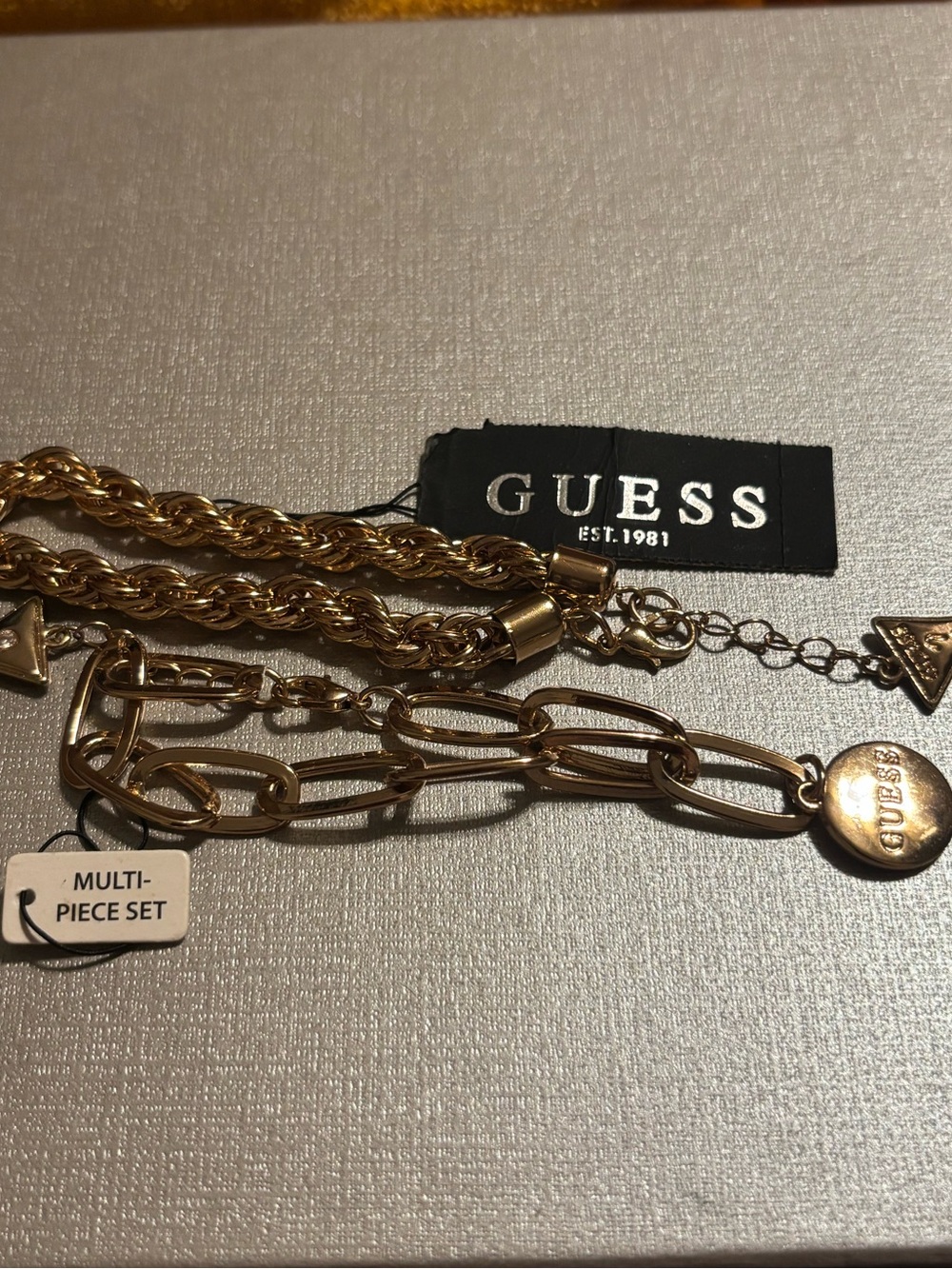 Guess Gold-Tone Mixed Chain Muti piece Bracelets